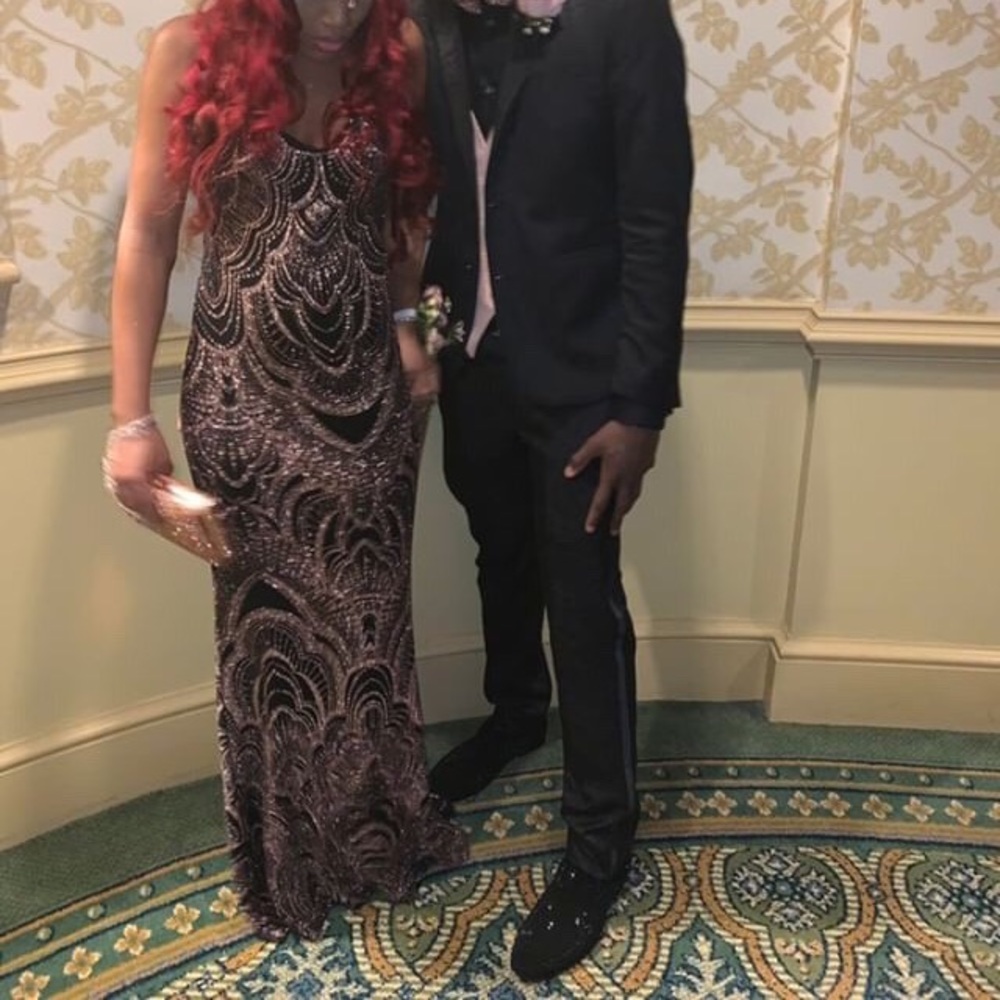 Black & rose gold glitter dress, from Lord &Taylor